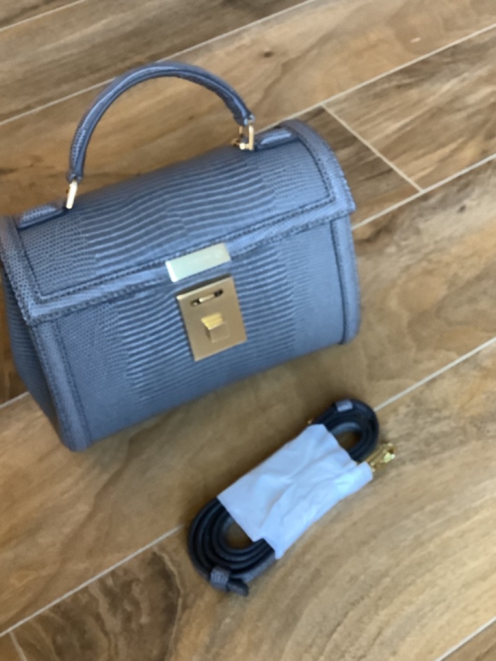 NEW Demellier Paris lizard embossed in Gray - Picture 7 of 9